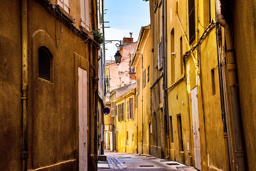 Narrow Yellow Alleyway in Provence France