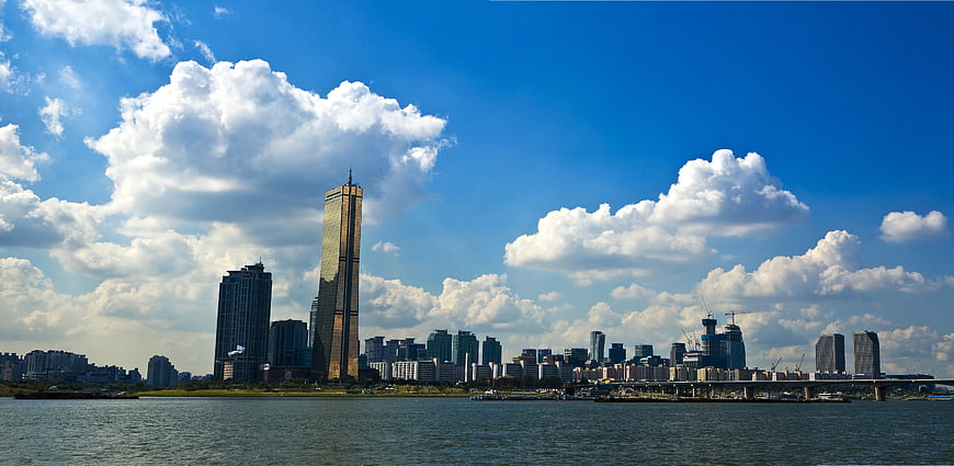 Seoul 63 Building Skyline Across Han River
