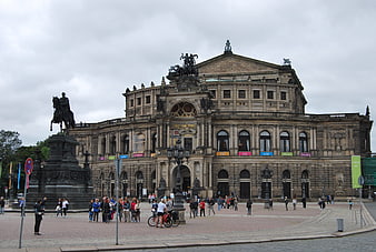 Semperoper Dresden Germany Architecture and Tourists