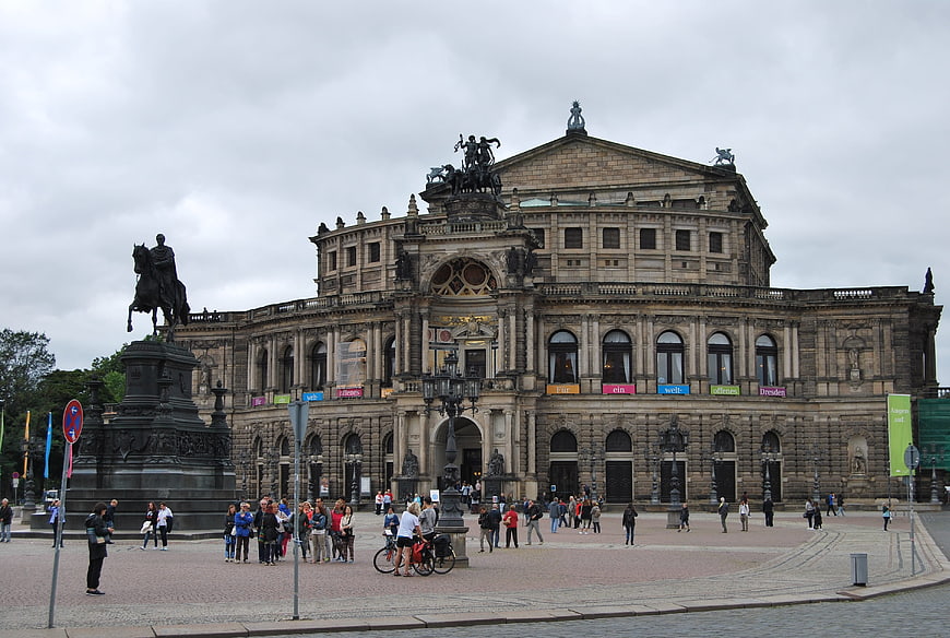 Semperoper Dresden Germany Architecture and Tourists