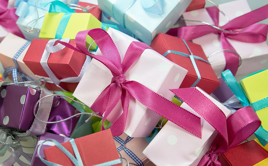 Colorful Gift Boxes with Ribbons and Bows