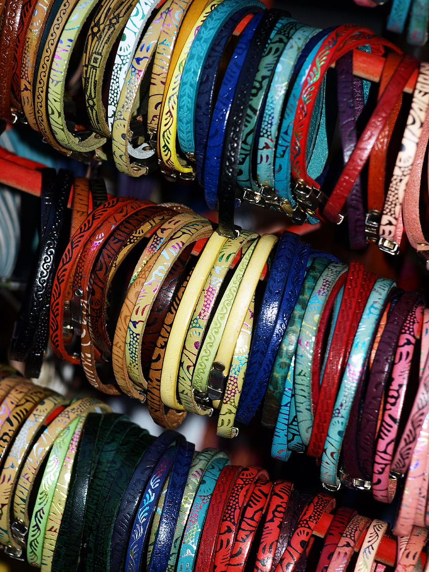 Colorful Handmade Leather Bracelets with Tribal Patterns