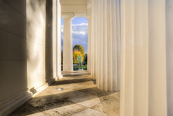 Classical Columns and Statue in Volksgarten Vienna