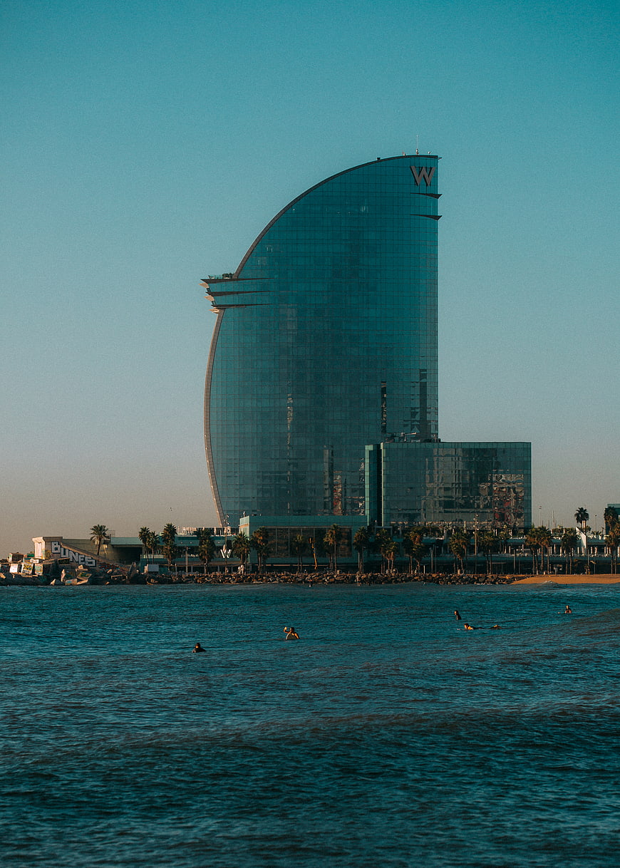 W Barcelona Hotel Skyline View from the Beach