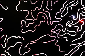 Abstract white neon lines on black background