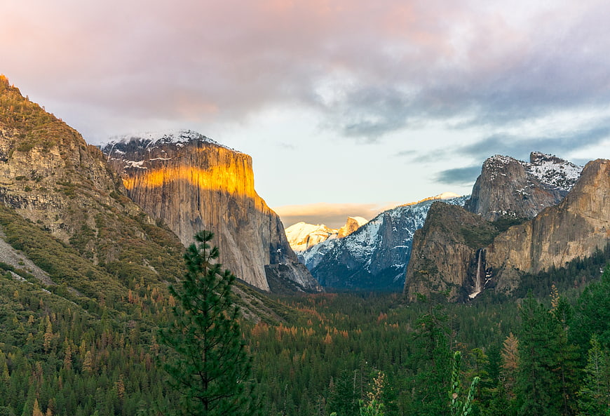 Majestic Yosemite Valley Sunset with El Capitan and Waterfall