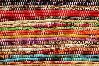 Colorful Handwoven Textile Texture With Vibrant Horizontal Stripes