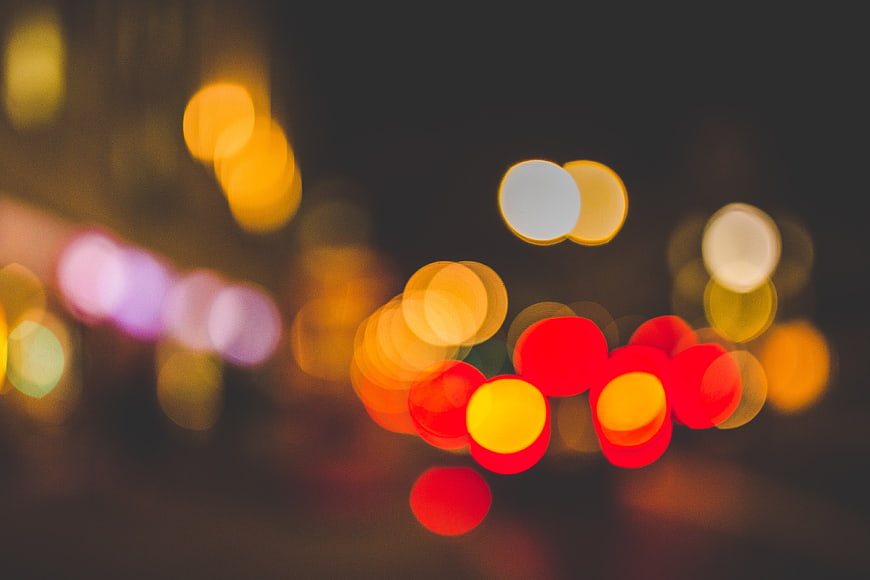 Abstract colorful bokeh lights at night