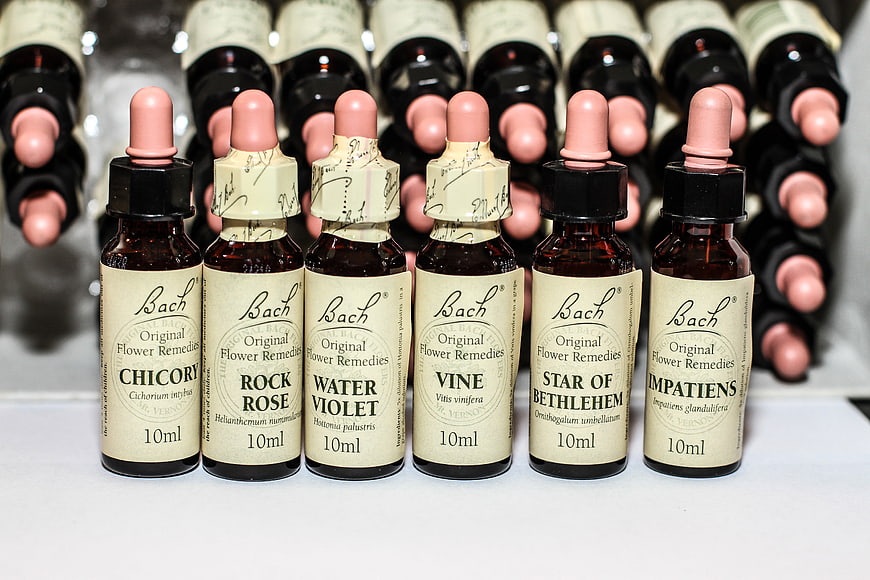 Row of Bach Original Flower Remedies Bottles