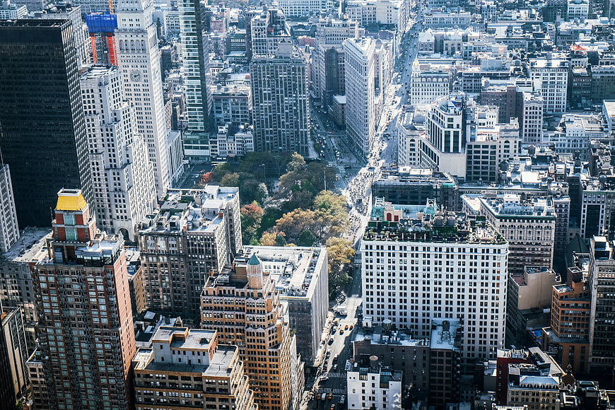 Aerial View of New York City Skyline and Central Park