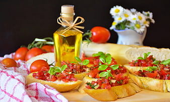 Rustic Bruschetta With Fresh Tomatoes, Basil, And Olive Oil