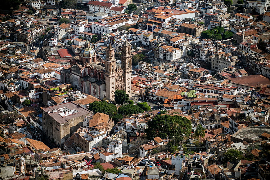 Aerial view of San Miguel Church in San Miguel de Allende