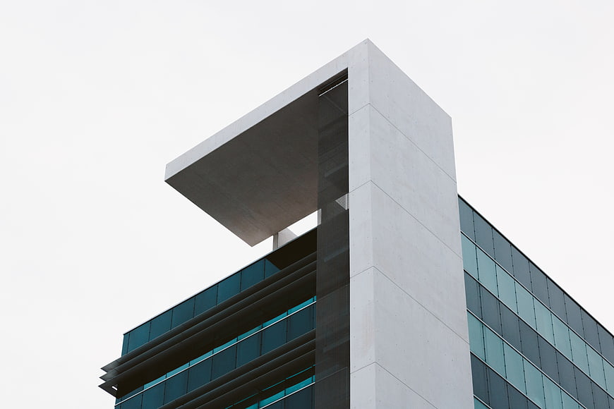 Modern Concrete and Glass Office Building Architecture