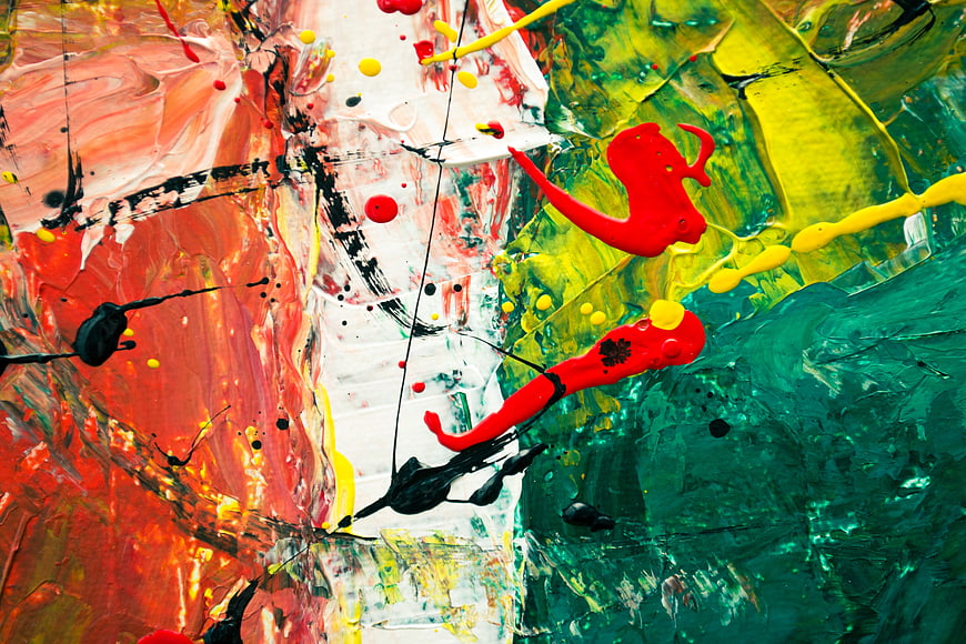 Vibrant Abstract Acrylic Painting with Colorful Splatters