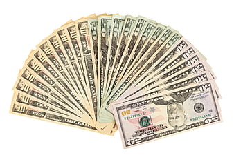 Fan of US Dollar Bills Isolated on White Background