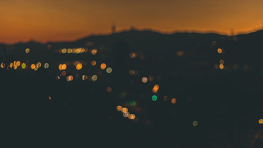 Abstract Bokeh City Lights at Sunset