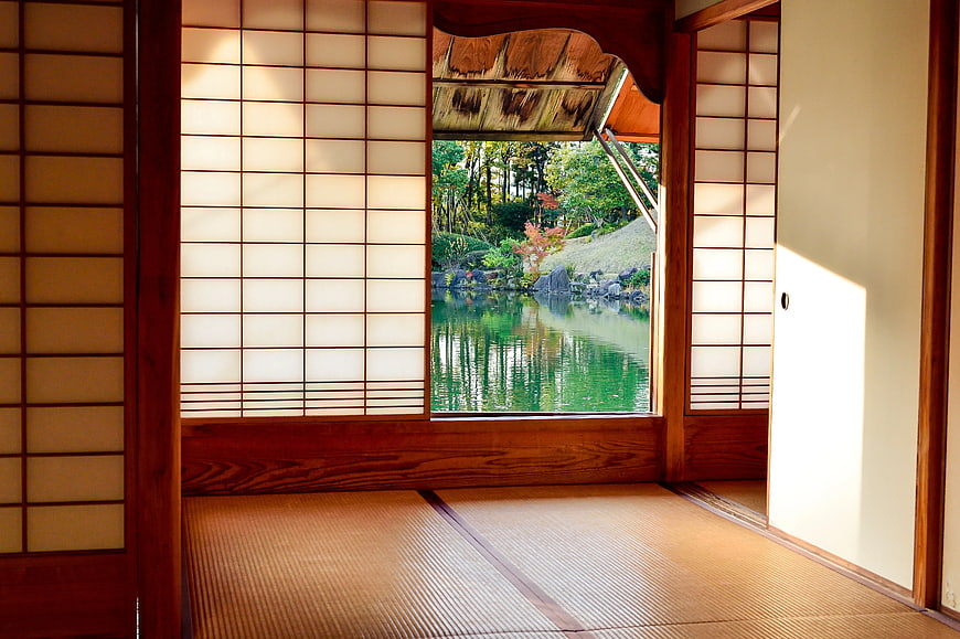 Traditional Japanese Room with Shoji Screens and Garden View