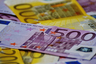 Close-up of 500 Euro Banknotes and Cash