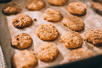 Freshly Baked Coconut Cookies on Baking Sheet