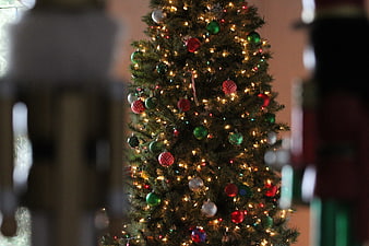 Decorated Christmas Tree with Lights and Ornaments