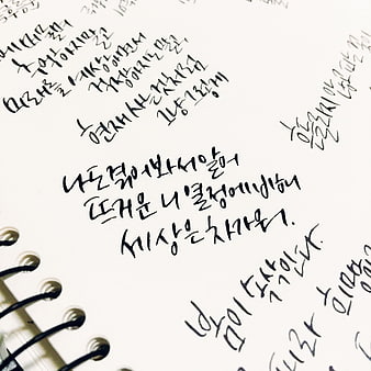 Korean Handwritten Calligraphy on Spiral Notebook Page