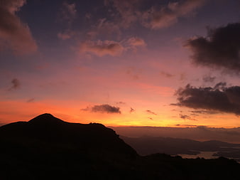 Dramatic sunrise over West Buffalo Hill, Hong Kong