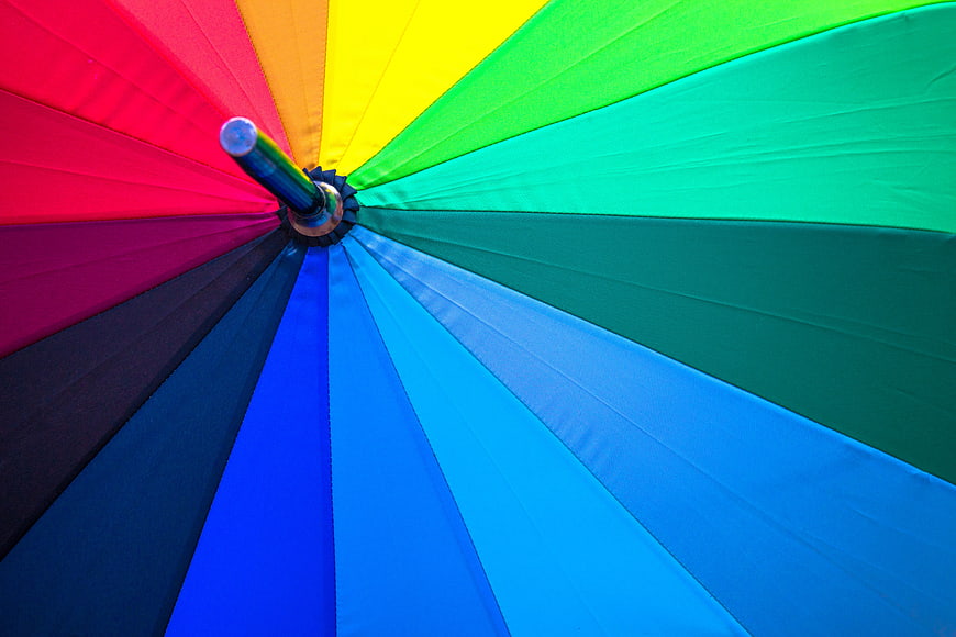 Vibrant Rainbow Umbrella Interior Pattern