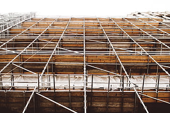 Wooden Scaffolding Construction Grid Pattern