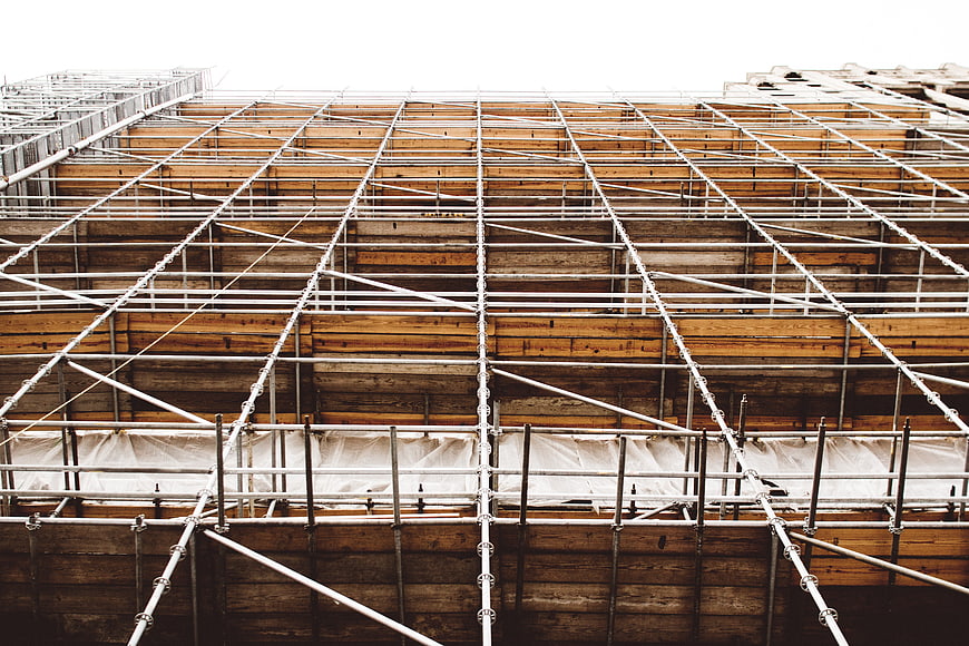 Wooden Scaffolding Construction Grid Pattern