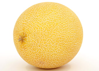 Whole Yellow Cantaloupe Melon Isolated on White Background