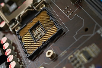 Close-up of CPU Socket on Computer Motherboard