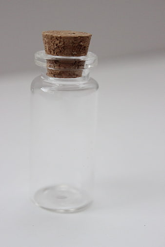 Empty Clear Glass Bottle with Natural Cork Stopper