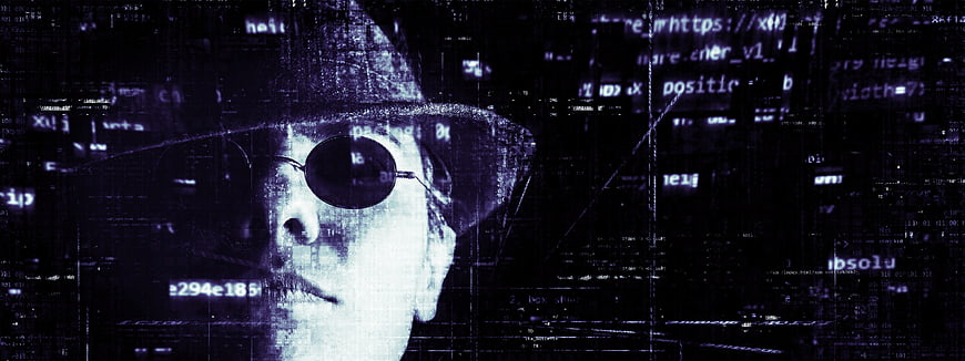 Anonymous Hacker Portrait with Digital Glitch Effect