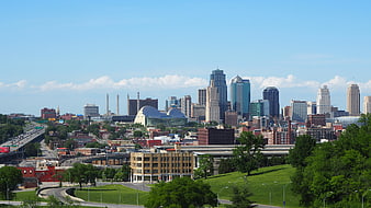 Kansas City Downtown Skyline View From Elevated Park