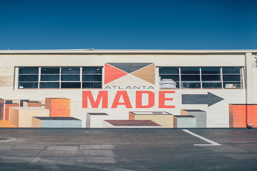 Atlanta Made Mural on White Brick Wall