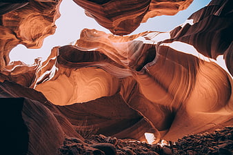 Sunlit Antelope Canyon Sandstone Rock Formations