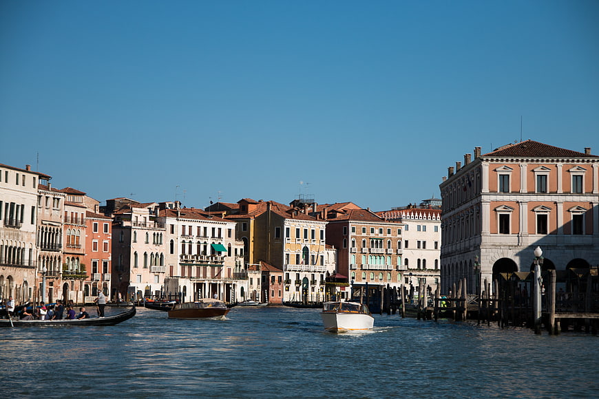 Venice Grand Canal with Boats and Historic Architecture