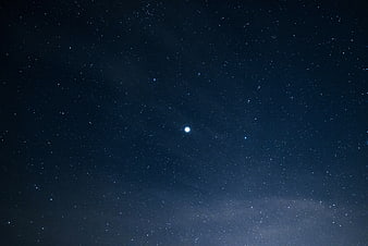 Bright Star in Deep Blue Night Sky with Milky Way