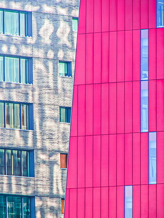 Modern Pink and Gray Building Facade Architecture