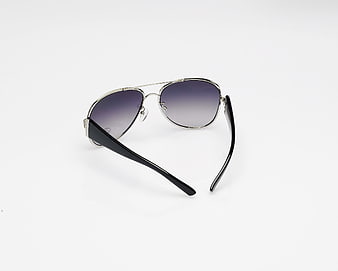 Silver Aviator Sunglasses on White Background