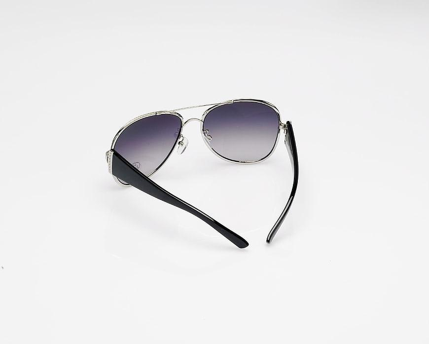 Silver Aviator Sunglasses on White Background