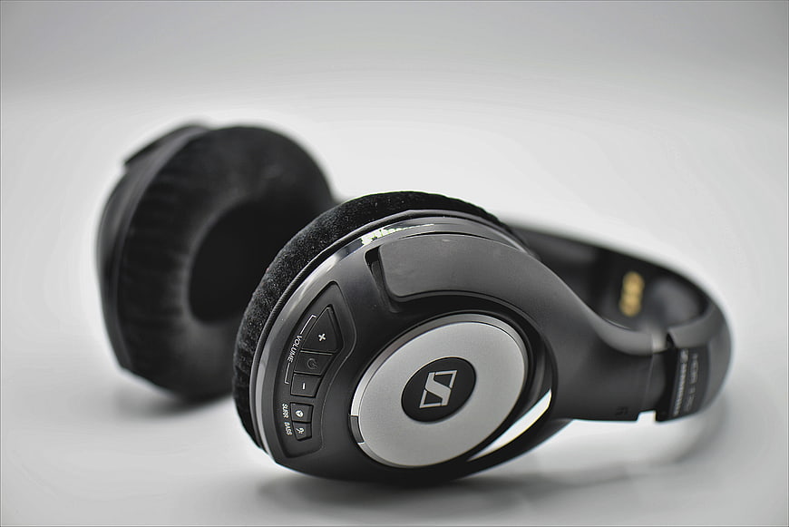 Black Wireless Over-Ear Headphones On White Background