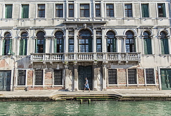 Historic Venetian Palace Facade by Canal
