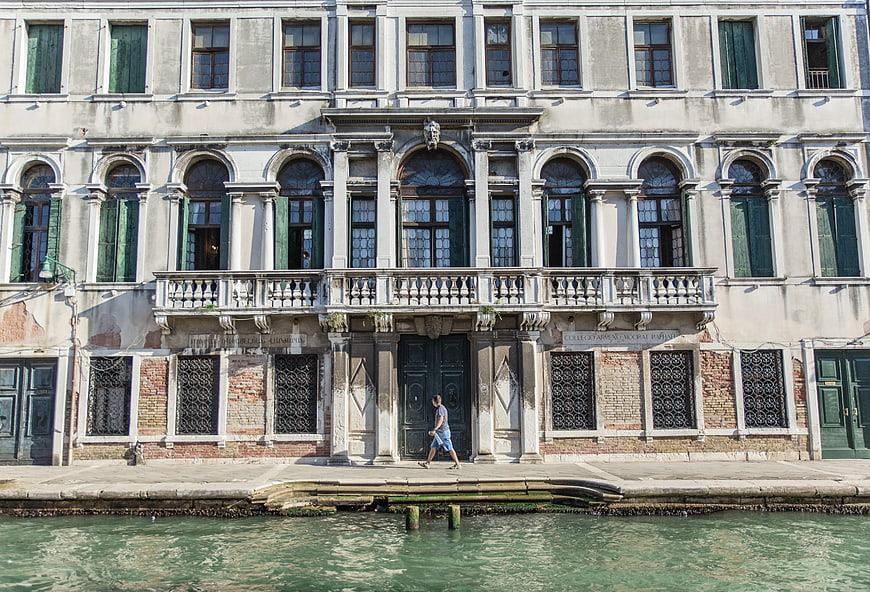 Historic Venetian Palace Facade by Canal