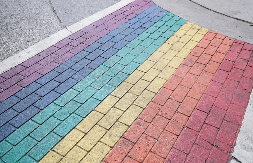 Rainbow Pride Crosswalk Brick Sidewalk Pattern
