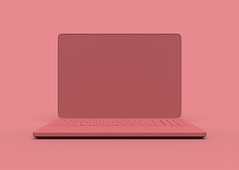 Minimalist Pink Laptop Mockup on Solid Background