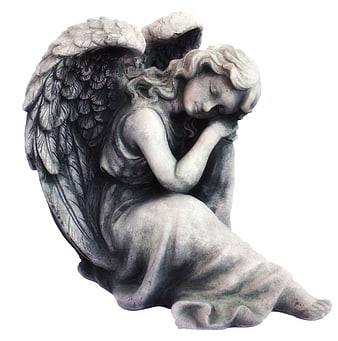 Sleeping Angel Statue on White Background