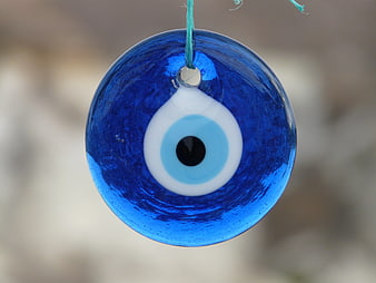 Close-up of Blue Nazar Evil Eye Amulet Hanging