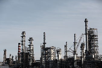 Industrial Oil Refinery Complex with Smokestacks