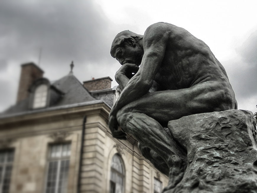 The Thinker Sculpture in Paris Museum Courtyard
